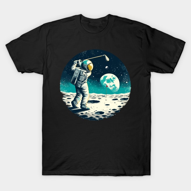 Golf Novelty Funny Astronaut Golfing Funny Golf T-Shirt by KsuAnn